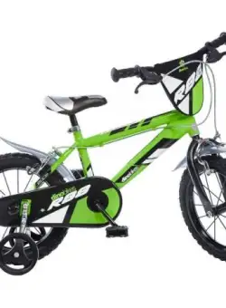 Bicicleta copii 14inch, pentru copii 4-7 ani, r88 verde 414U-R88-GR Dino Bikes