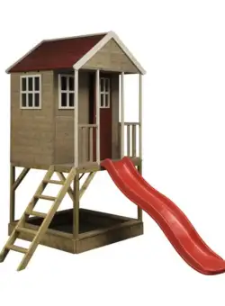 Casuta de gradina cu platforma, loc pentru nisip, tobogan, Nordic Adventure House, Wendi Toys