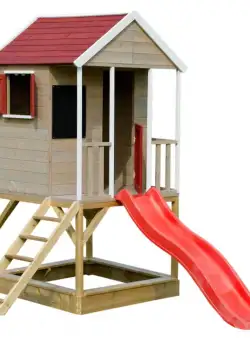 Casuta de gradina cu platforma, loc pentru nisip, tobogan, Summer Adventure House, Wendi Toys