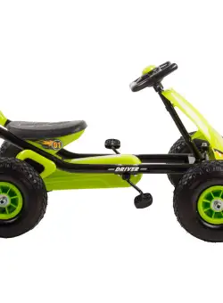 Kart cu pedale si roti gonflabile Driver Kidscare verde