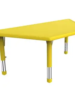 Masa trapezoidala reglabila din plastic pentru gradinita, 40-60 cm, galben
