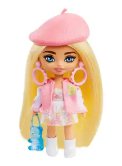 Papusa Barbie Extra Mini Minis cu par si accesorii, 8 cm, HLN48