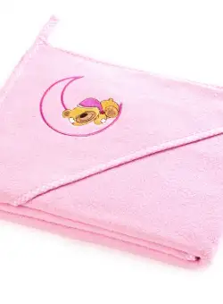 Prosop de bumbac cu gluga Sensillo Bear 100x100 cm roz
