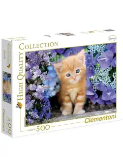 Puzzle 500 piese Clementoni Ginger Cat In Flowers