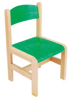 Scaun verde din lemn masura 3 pentru gradinita