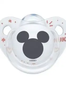 Suzeta Nuk Disney Mickey Silicon 0-6 luni M1 Transparent/Roz
